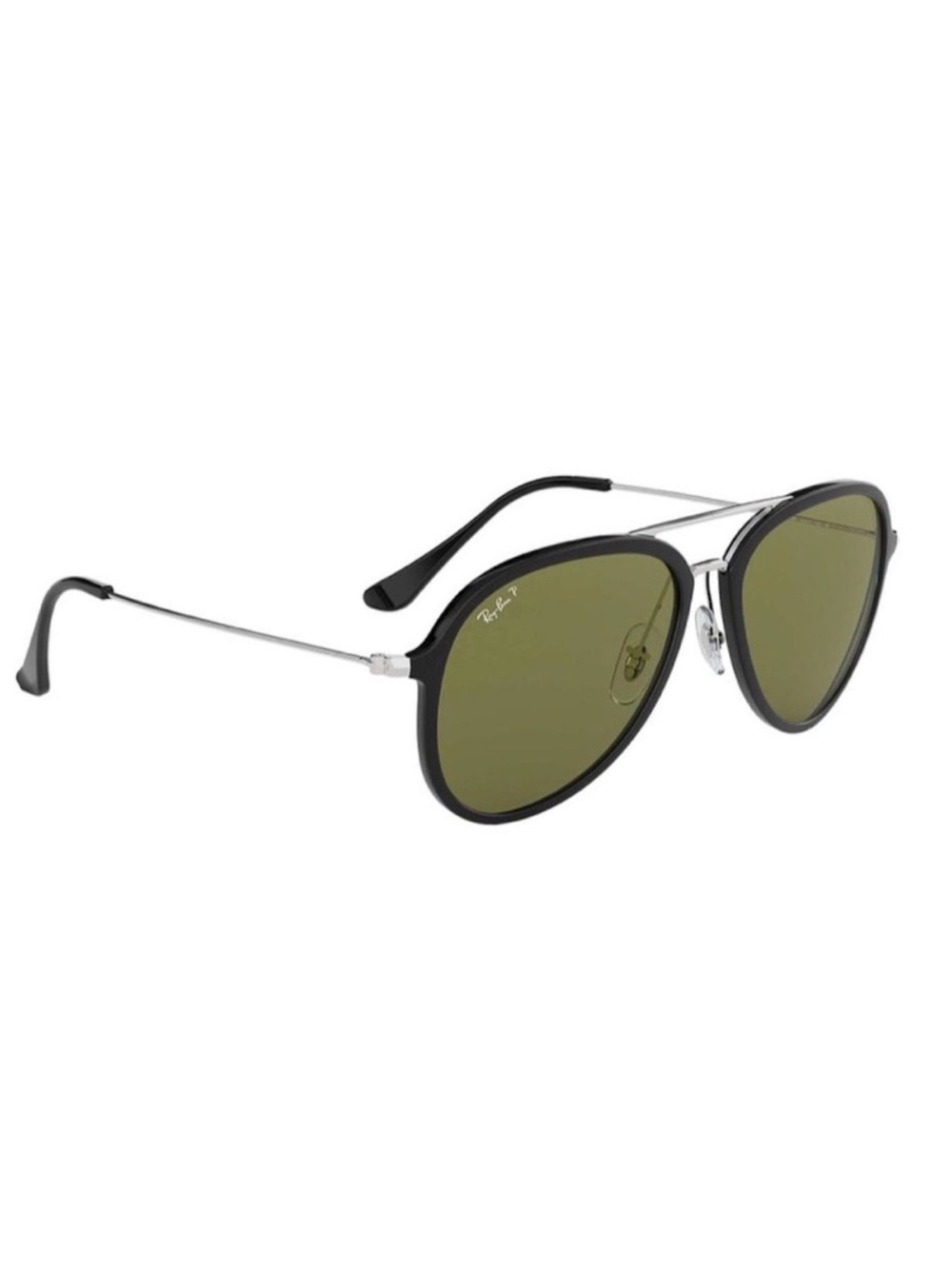 Ray-Ban Aviator Sunglasses with Green Lenses and Black Frame $95 NEW - Picture 3 of 8